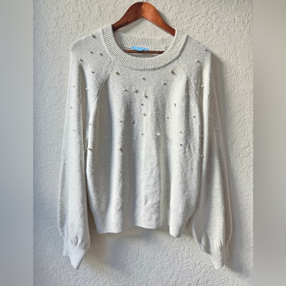 Draper James RSVP Long Sleeve Gray Jeweled Sweater Size Large - Picture 10 of 15